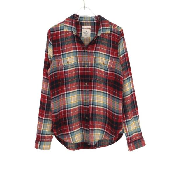 American Eagle Ahh-mazingly Soft Red Plaid Flannel Button Down Shirt XS - Picture 5 of 5